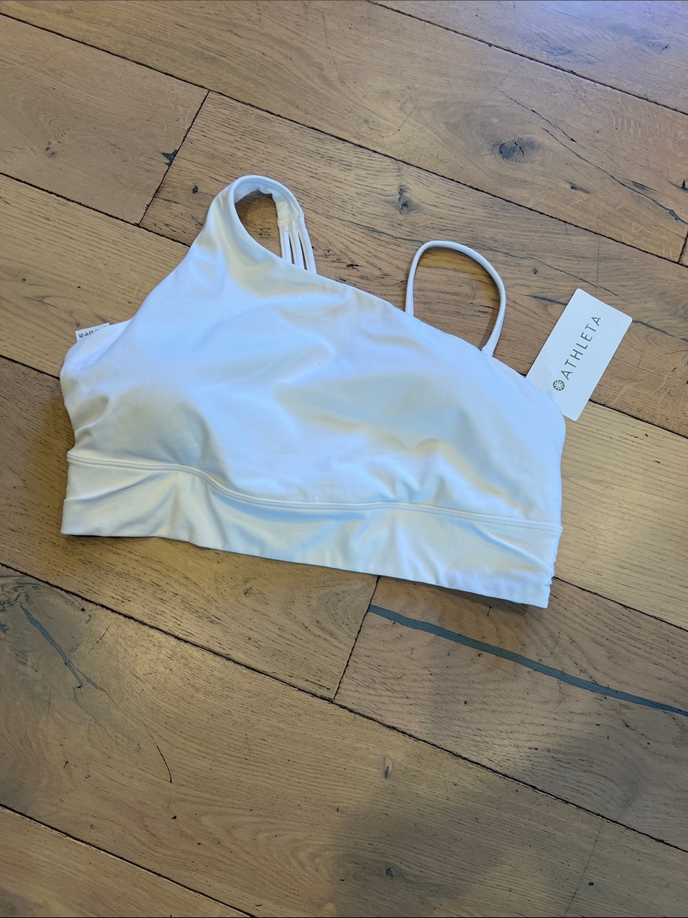 Athleta White One-Shoulder Strappy Sports Bra